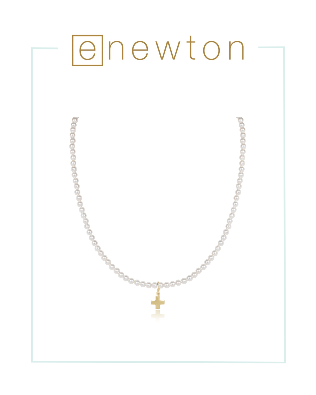E Newton 17" Classic Pearl Bead Choker - Signature Cross Gold Charm-Necklaces-ENEWTON-The Village Shoppe, Women’s Fashion Boutique, Shop Online and In Store - Located in Muscle Shoals, AL.