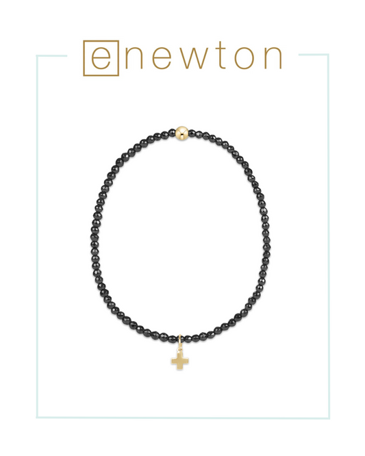 E Newton Faceted Hematite Bead Bracelet - Signature Cross Gold Charm-Bracelets-ENEWTON-The Village Shoppe, Women’s Fashion Boutique, Shop Online and In Store - Located in Muscle Shoals, AL.