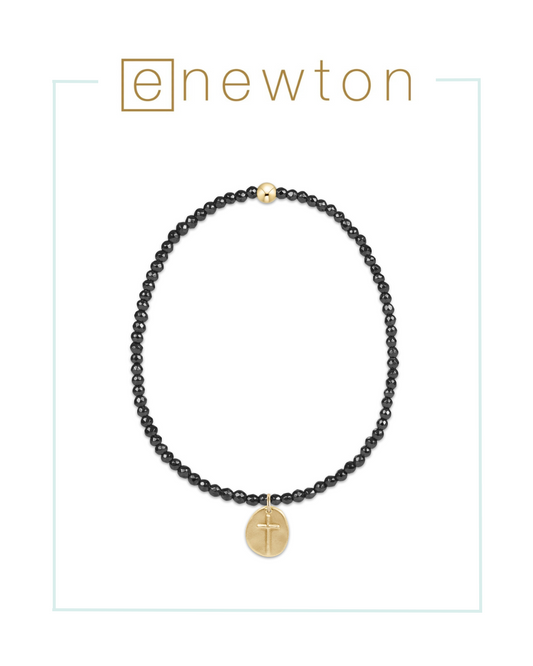 E Newton Faceted Hematite Bead Bracelet - Inspire Small Gold Charm-Bracelets-ENEWTON-The Village Shoppe, Women’s Fashion Boutique, Shop Online and In Store - Located in Muscle Shoals, AL.