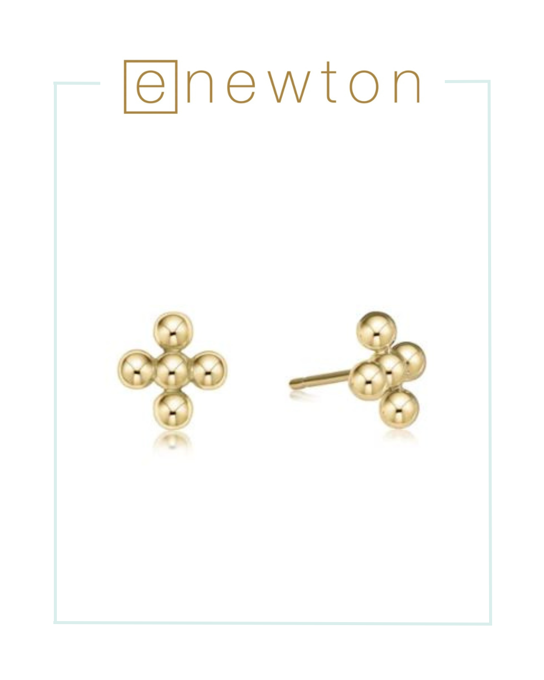 E Newton Classic Beaded Signature Cross 4mm Bead Stud - Gold-Earrings-ENEWTON-The Village Shoppe, Women’s Fashion Boutique, Shop Online and In Store - Located in Muscle Shoals, AL.