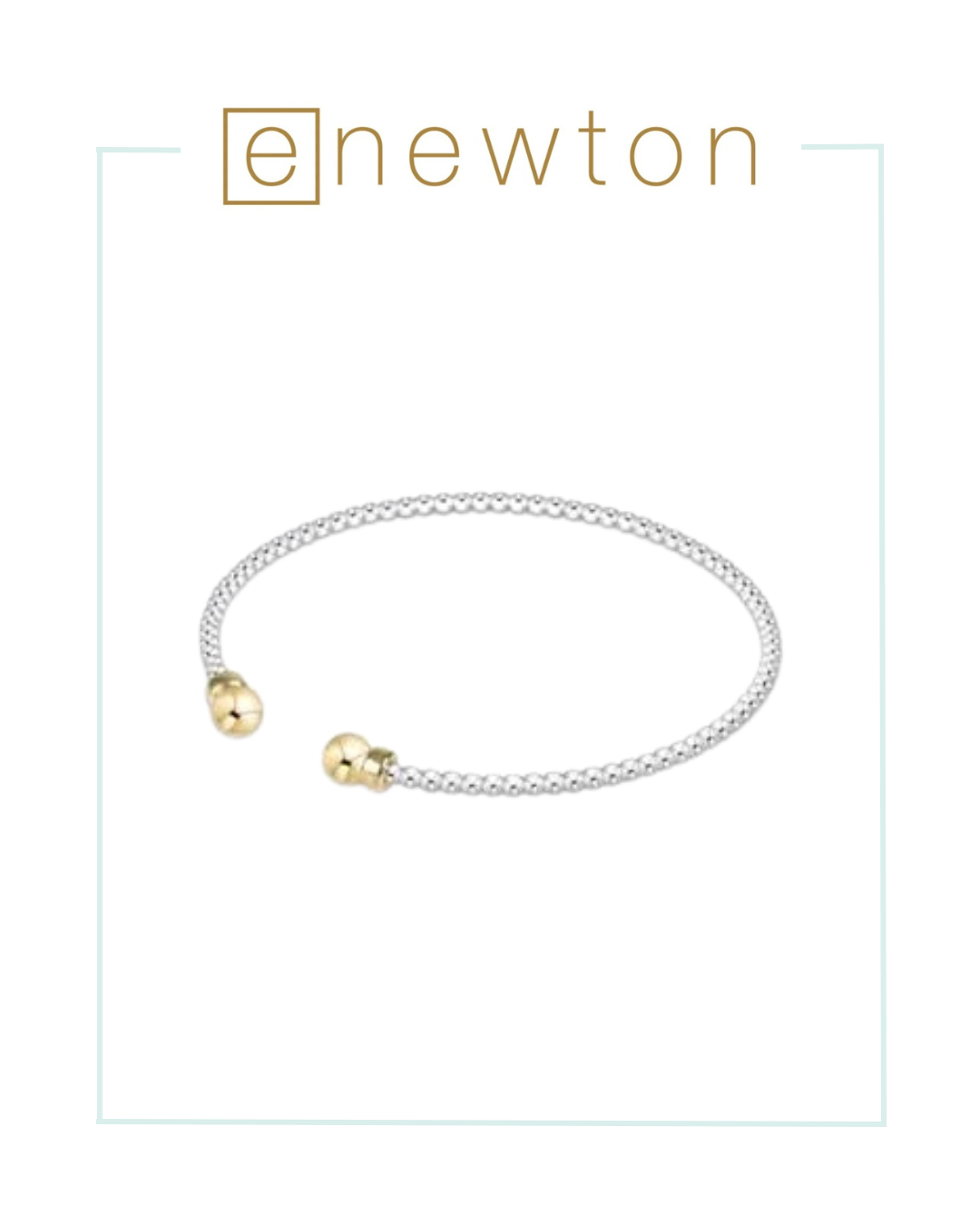 E Newton Classic Sterling Mixed Metal 2mm Bead Cuff - Gold-Bracelets-ENEWTON-The Village Shoppe, Women’s Fashion Boutique, Shop Online and In Store - Located in Muscle Shoals, AL.