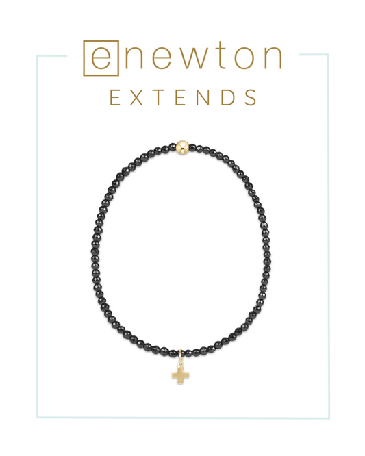 E Newton | Extends | Faceted Hematite Bead Bracelet - Signature Cross Gold Charm-Bracelets-ENEWTON-The Village Shoppe, Women’s Fashion Boutique, Shop Online and In Store - Located in Muscle Shoals, AL.