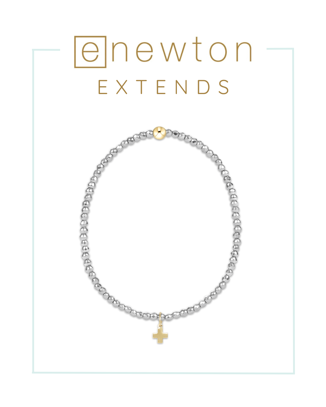 E Newton | Extends | Silver Faceted Hematite Bead Bracelet - Signature Cross Gold Charm-Bracelets-ENEWTON-The Village Shoppe, Women’s Fashion Boutique, Shop Online and In Store - Located in Muscle Shoals, AL.