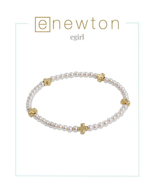 Enewton | EGirl | Signature Cross Small 3mm Pearl Bracelet - Gold-Bracelets-ENEWTON-The Village Shoppe, Women’s Fashion Boutique, Shop Online and In Store - Located in Muscle Shoals, AL.