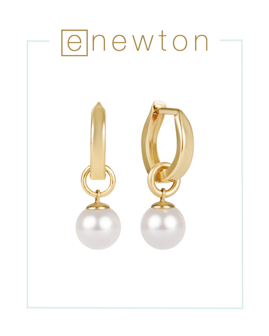 Enewton Huggie Gold 0.5" Hoop - Classic Pearl 8mm Charm-Earrings-ENEWTON-The Village Shoppe, Women’s Fashion Boutique, Shop Online and In Store - Located in Muscle Shoals, AL.