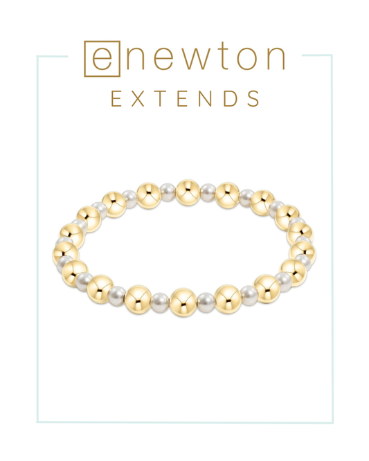 E Newton | Extends | Pearl Grateful Pattern 4mm Bead Bracelet - 6mm gold-Bracelets-ENEWTON-The Village Shoppe, Women’s Fashion Boutique, Shop Online and In Store - Located in Muscle Shoals, AL.