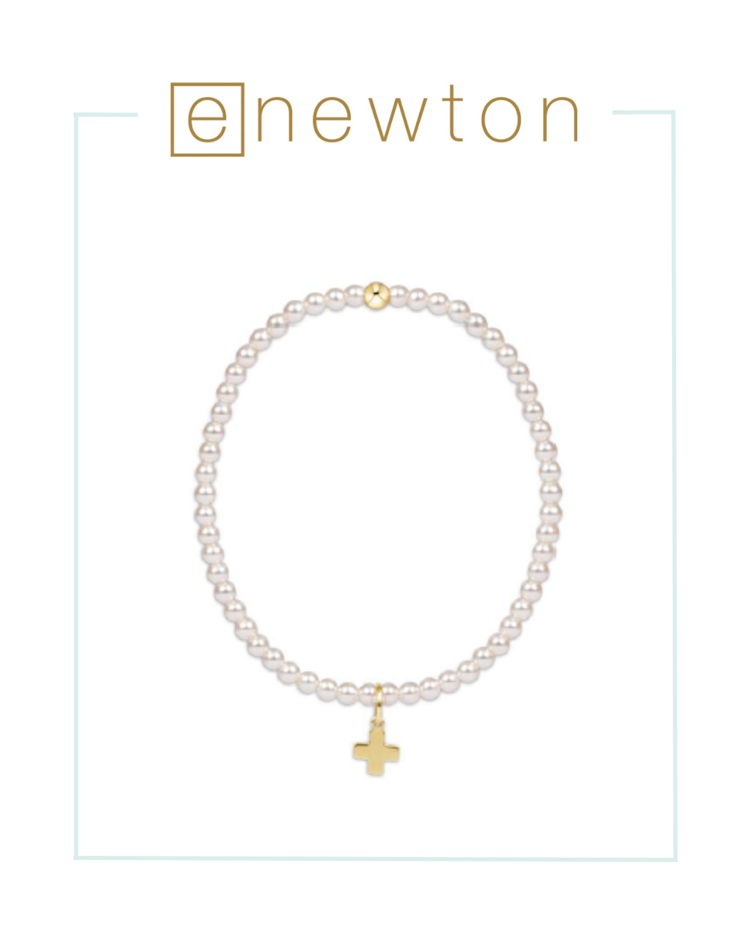 E Newton Classic Pearl Bead Bracelet - Signature Cross Gold Charm-Bracelets-ENEWTON-The Village Shoppe, Women’s Fashion Boutique, Shop Online and In Store - Located in Muscle Shoals, AL.