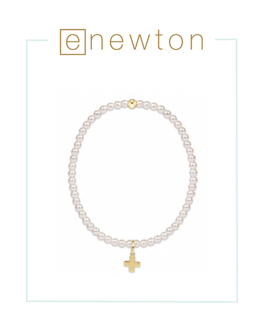 E Newton Classic Pearl Bead Bracelet - Signature Cross Gold Charm-Bracelets-ENEWTON-The Village Shoppe, Women’s Fashion Boutique, Shop Online and In Store - Located in Muscle Shoals, AL.