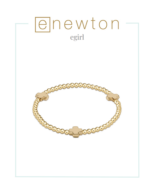 E Newton | EGirl | Signature Cross Gold Pattern 3mm Bead Bracelet - Gold-Bracelets-ENEWTON-The Village Shoppe, Women’s Fashion Boutique, Shop Online and In Store - Located in Muscle Shoals, AL.