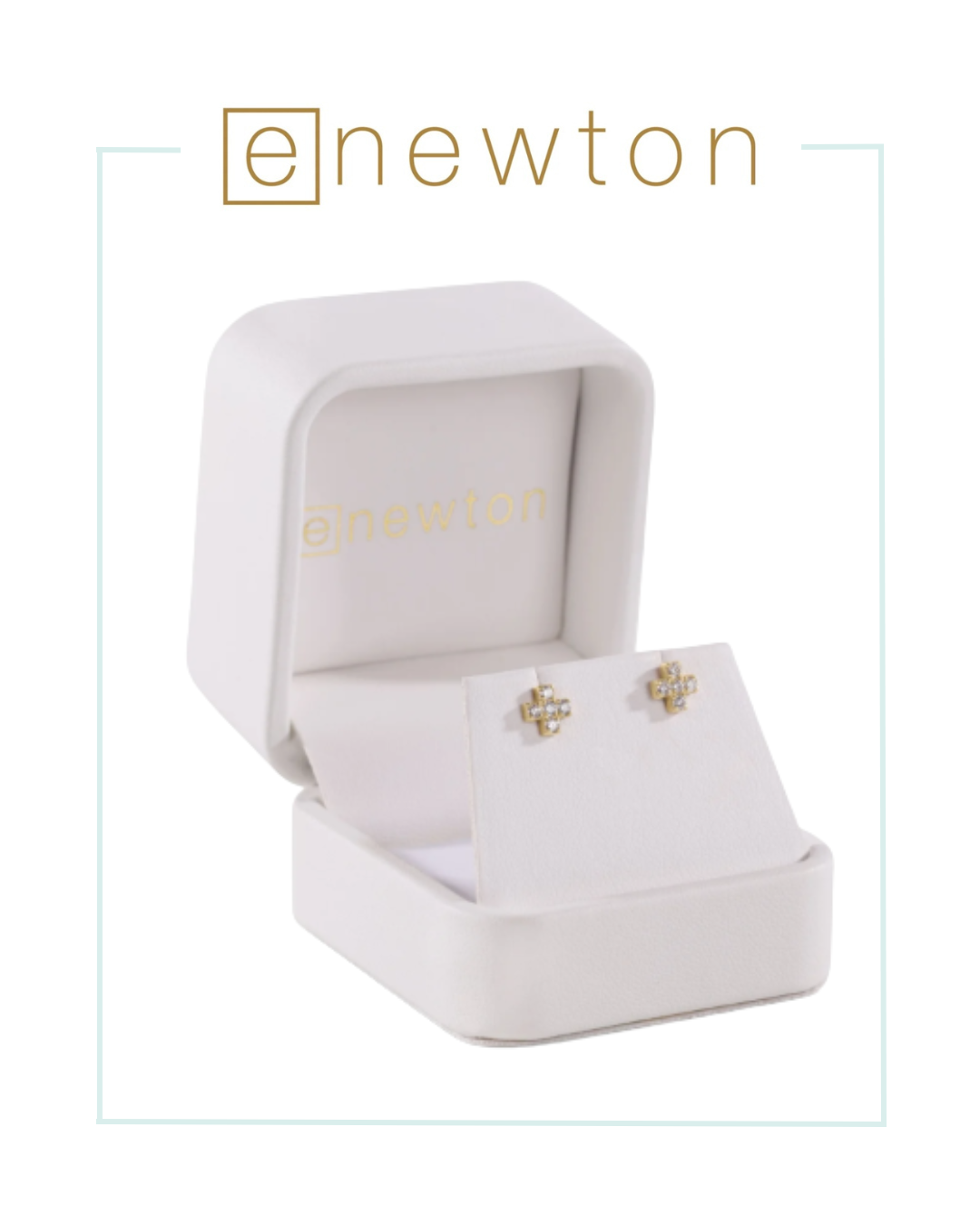 E Newton 14kt Gold and Diamond Signature Cross Studs-Earrings-ENEWTON-The Village Shoppe, Women’s Fashion Boutique, Shop Online and In Store - Located in Muscle Shoals, AL.