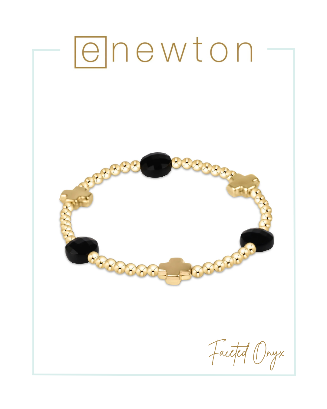 E Newton Signature Cross Admire Gold Pattern 3mm Bead Bracelet-Bracelets-ENEWTON-The Village Shoppe, Women’s Fashion Boutique, Shop Online and In Store - Located in Muscle Shoals, AL.