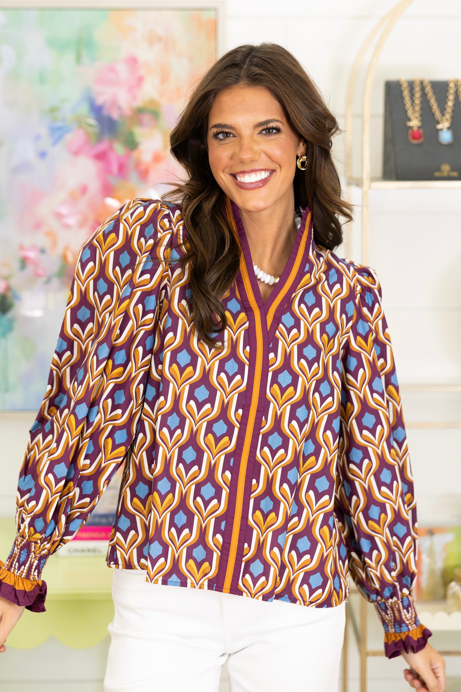 The Robbie Blouse-Long Sleeves-Entro-The Village Shoppe, Women’s Fashion Boutique, Shop Online and In Store - Located in Muscle Shoals, AL.