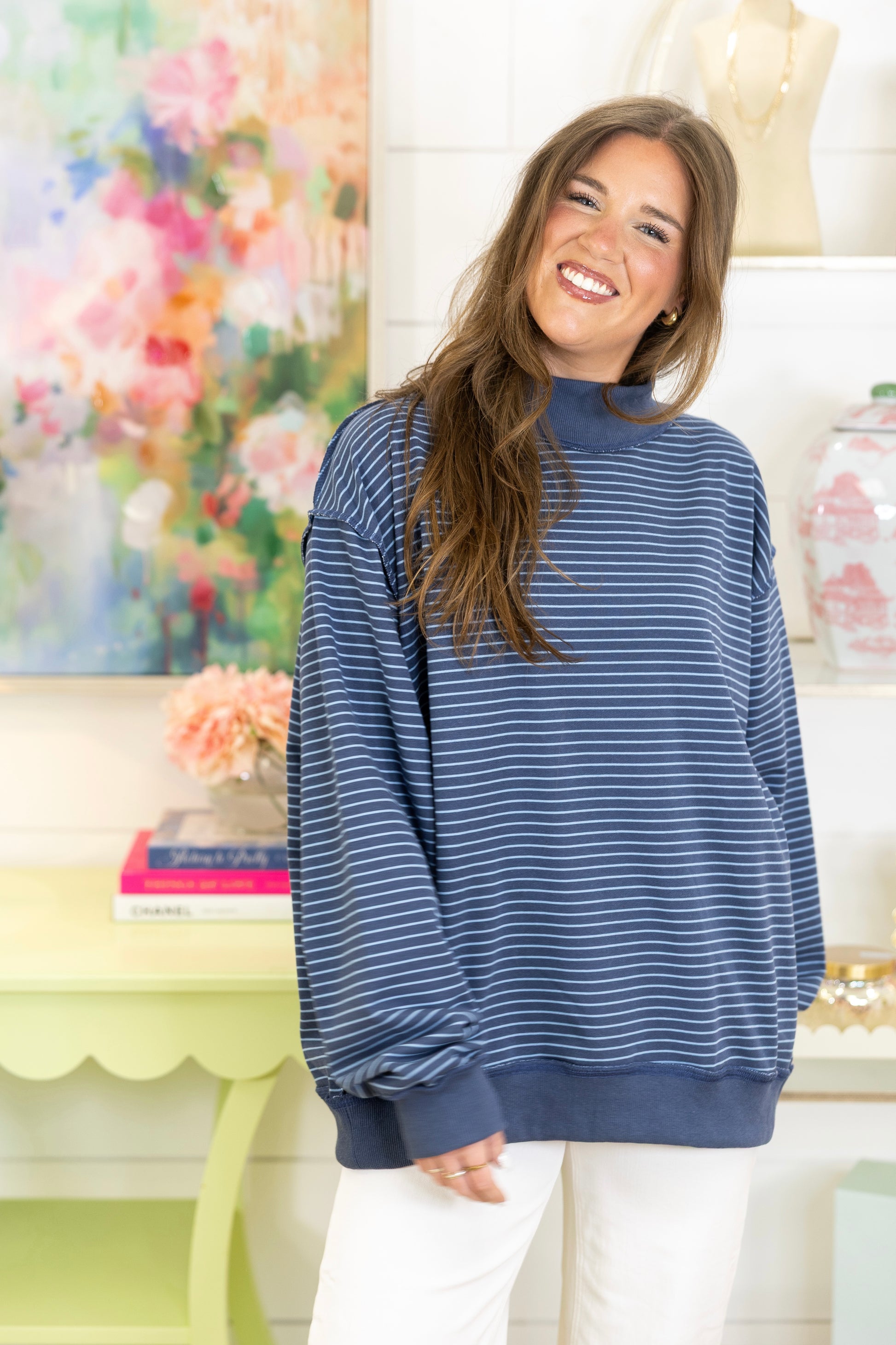 Meet Me at Midnight Mockneck-Sweatshirt-Bucketlist-The Village Shoppe, Women’s Fashion Boutique, Shop Online and In Store - Located in Muscle Shoals, AL.