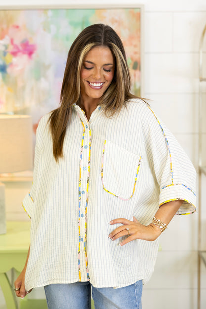Day Off Button-Down Tunic-Short Sleeves-Easel-The Village Shoppe, Women’s Fashion Boutique, Shop Online and In Store - Located in Muscle Shoals, AL.