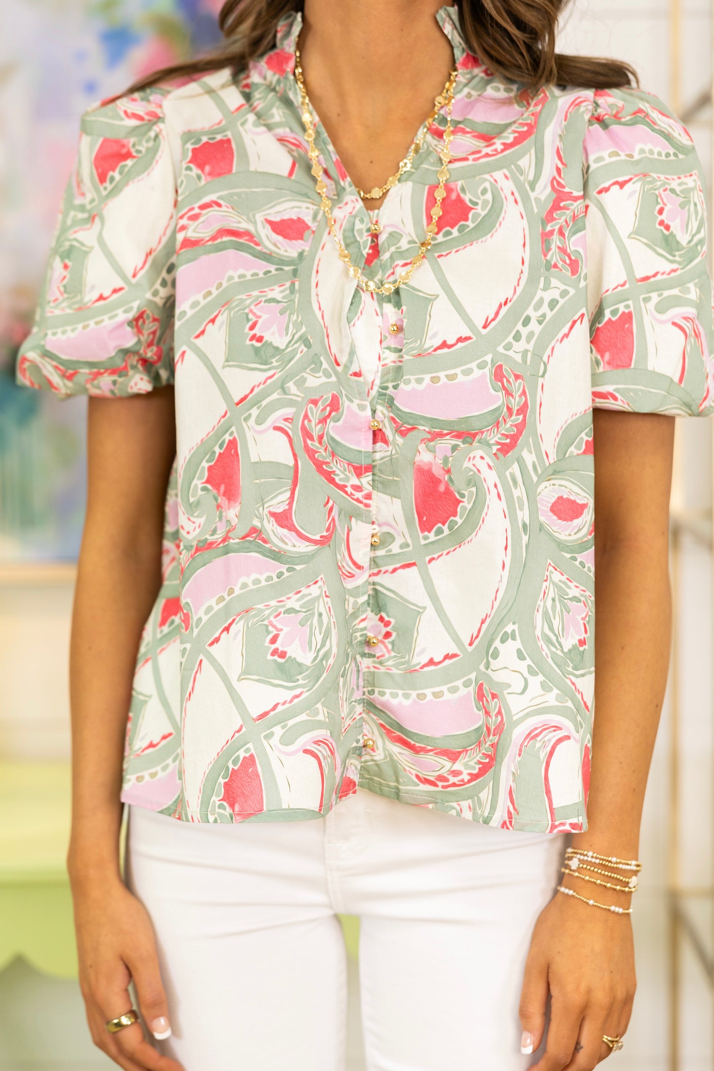 The Channing Blouse-Short Sleeves-Entro-The Village Shoppe, Women’s Fashion Boutique, Shop Online and In Store - Located in Muscle Shoals, AL.