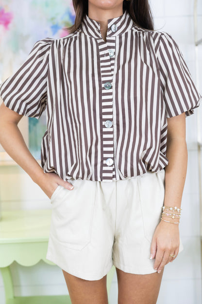 The Delaney Bubble Blouse-Short Sleeves-Entro-The Village Shoppe, Women’s Fashion Boutique, Shop Online and In Store - Located in Muscle Shoals, AL.