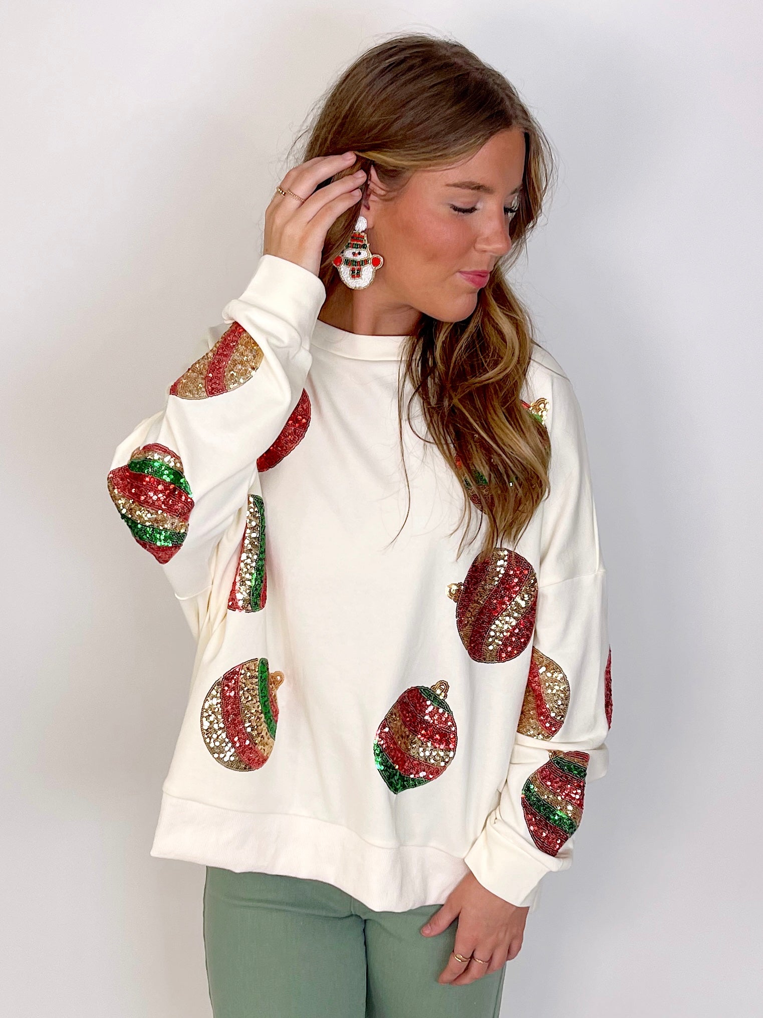 Deck the Halls Sweatshirt-Sweatshirt-Peach Love California-The Village Shoppe, Women’s Fashion Boutique, Shop Online and In Store - Located in Muscle Shoals, AL.