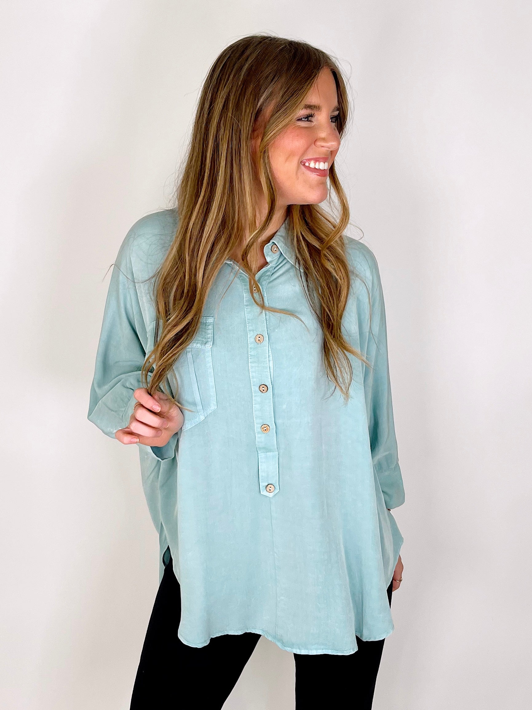 The Brandie Top-Button-Ups-Easel-The Village Shoppe, Women’s Fashion Boutique, Shop Online and In Store - Located in Muscle Shoals, AL.