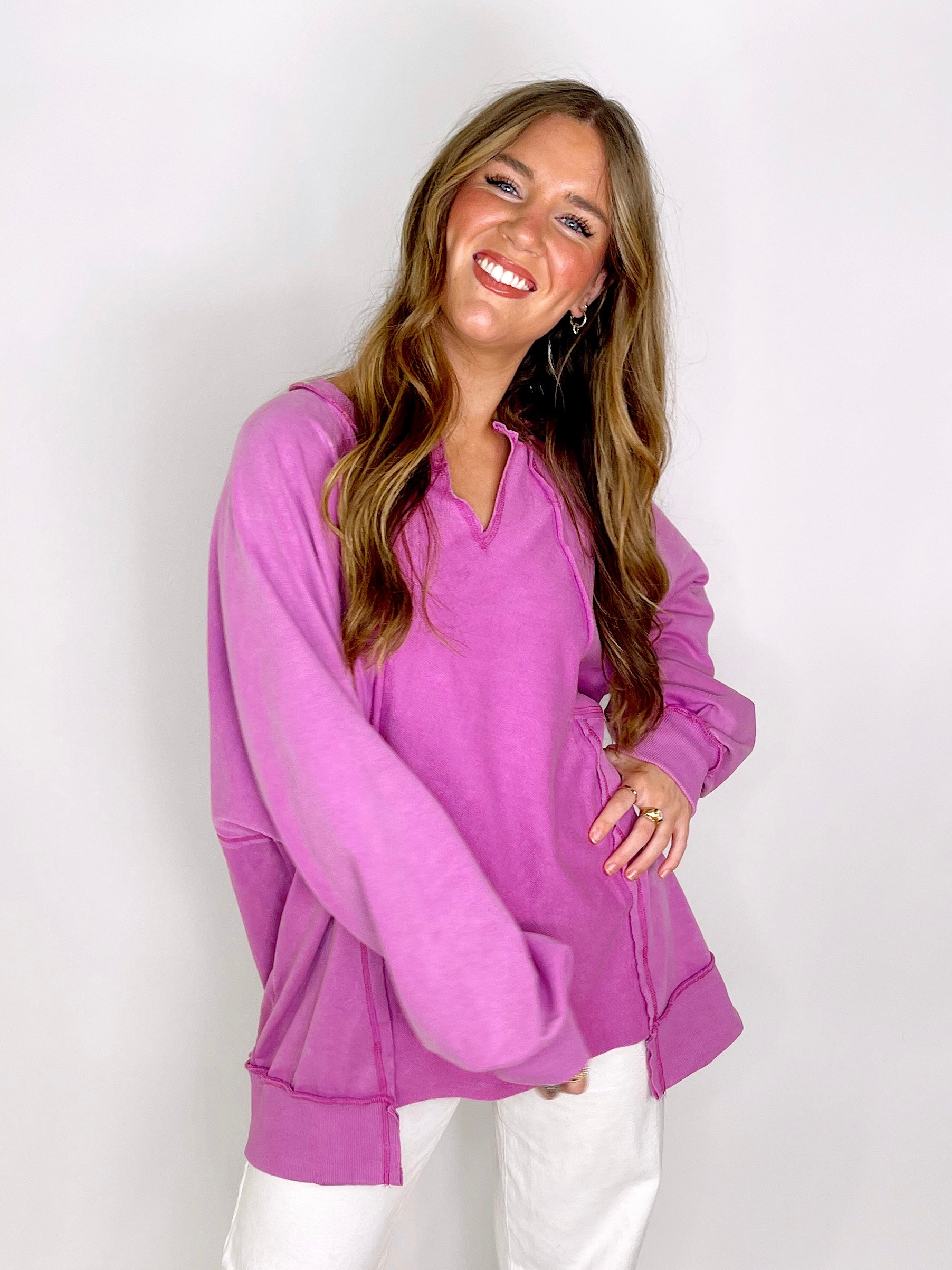 The Annie Sweatshirt-Long Sleeves-Peach Love California-The Village Shoppe, Women’s Fashion Boutique, Shop Online and In Store - Located in Muscle Shoals, AL.