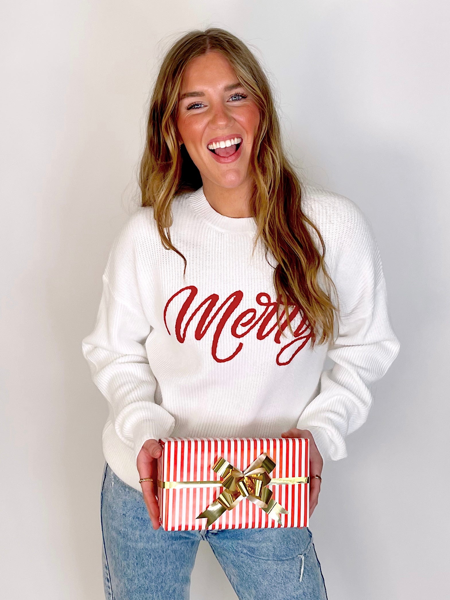 Be Merry Sweater-Sweatshirt-Why Dress-The Village Shoppe, Women’s Fashion Boutique, Shop Online and In Store - Located in Muscle Shoals, AL.