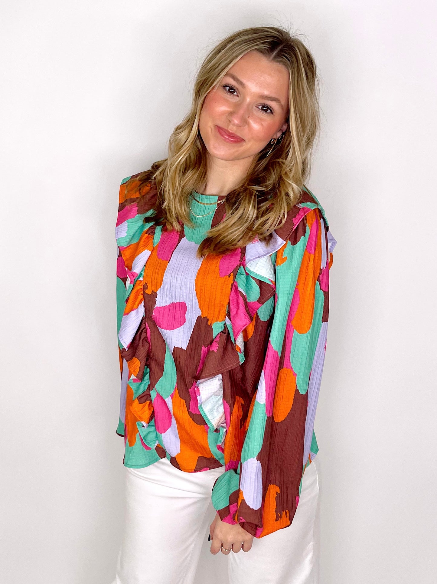 The Gloria Top-Long Sleeves-Peach Love California-The Village Shoppe, Women’s Fashion Boutique, Shop Online and In Store - Located in Muscle Shoals, AL.