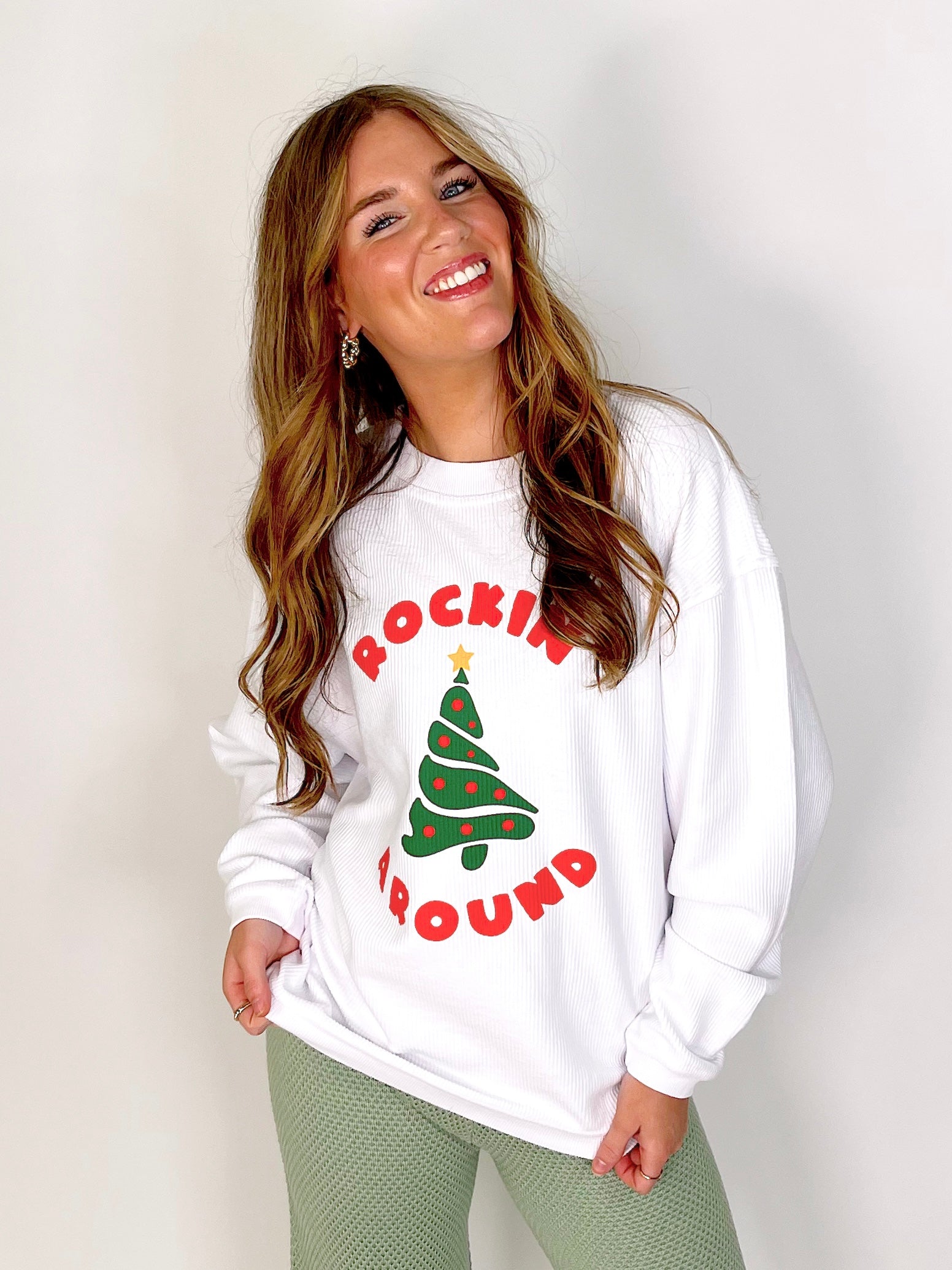 Rockin' Around Corded Sweatshirt-Sweatshirt-Charlie Southern-The Village Shoppe, Women’s Fashion Boutique, Shop Online and In Store - Located in Muscle Shoals, AL.