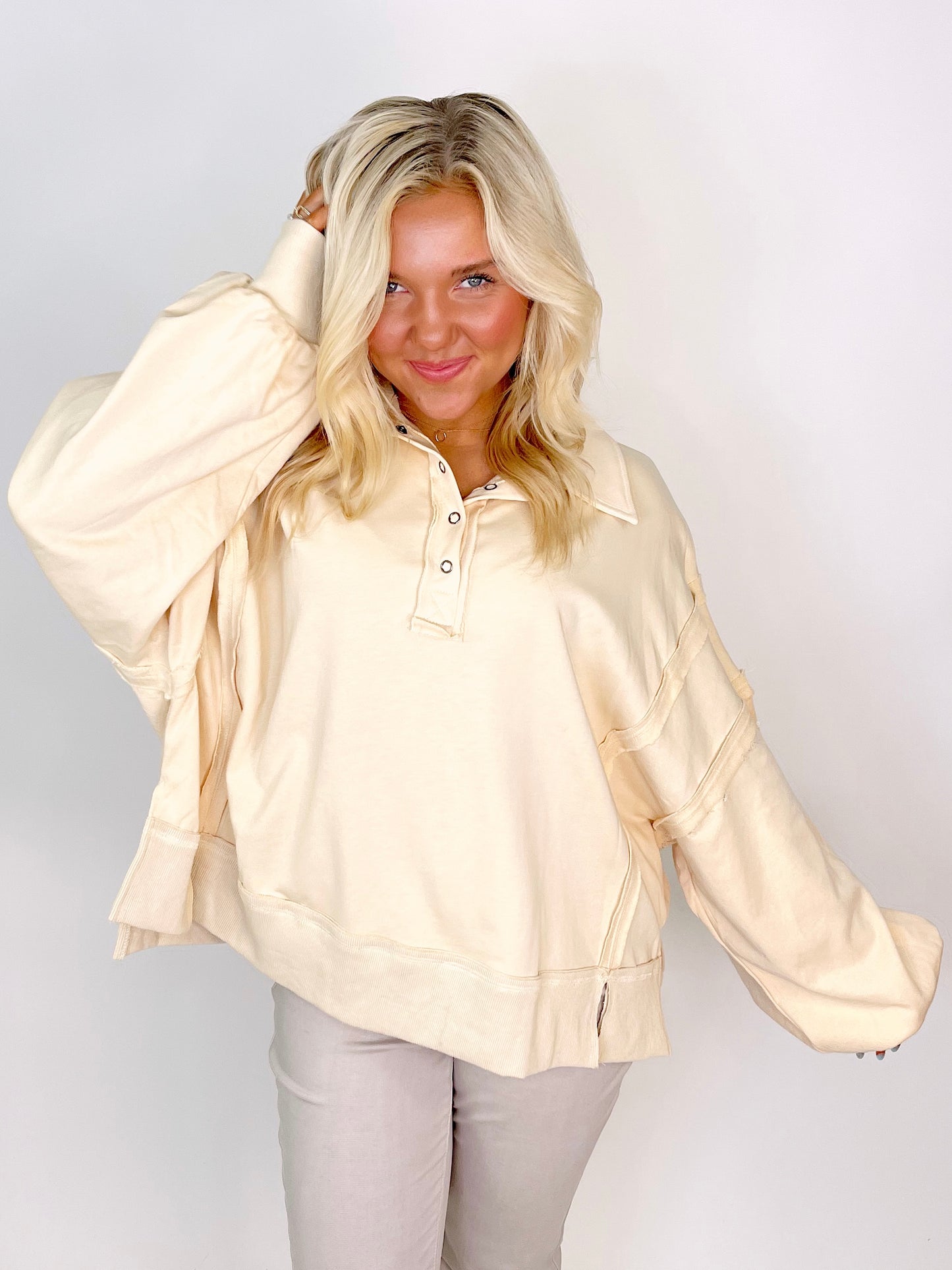 The Hayden Pullover-Pullover-Peach Love California-The Village Shoppe, Women’s Fashion Boutique, Shop Online and In Store - Located in Muscle Shoals, AL.