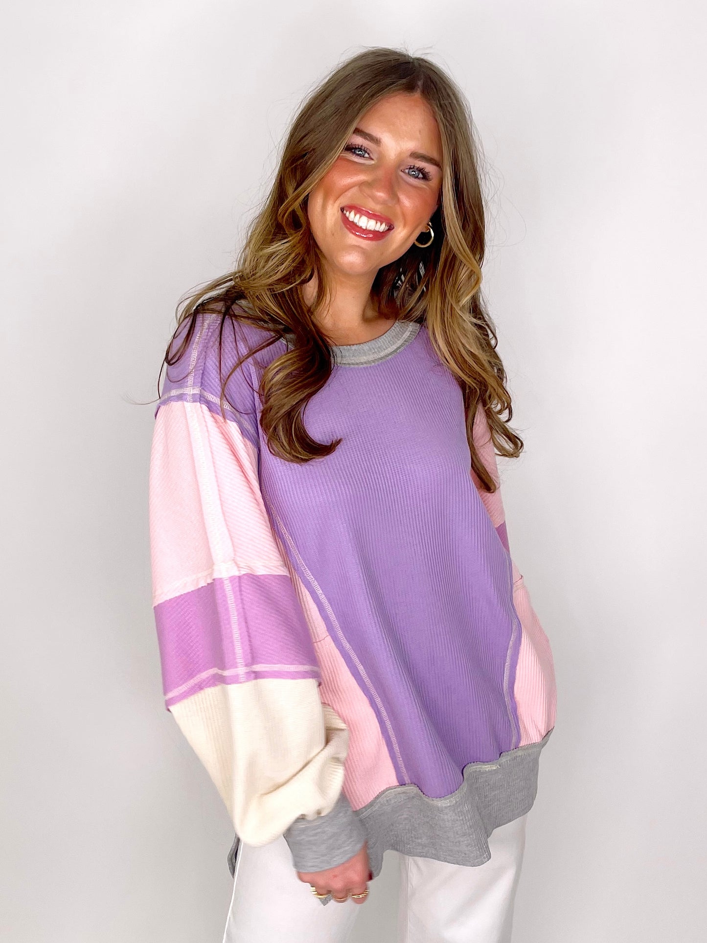 The Amanda Top-Long Sleeves-Peach Love California-The Village Shoppe, Women’s Fashion Boutique, Shop Online and In Store - Located in Muscle Shoals, AL.