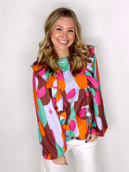 The Gloria Top-Long Sleeves-Peach Love California-The Village Shoppe, Women’s Fashion Boutique, Shop Online and In Store - Located in Muscle Shoals, AL.