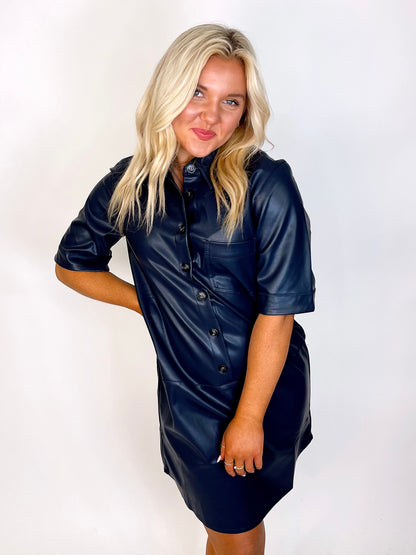 The Lucy Leather Dress-Mini Dress-THML-The Village Shoppe, Women’s Fashion Boutique, Shop Online and In Store - Located in Muscle Shoals, AL.