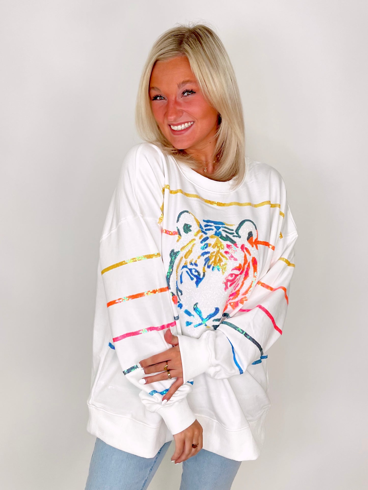 Go Get 'Em Tiger Sweatshirt-Long Sleeves-Fantastic Fawn-The Village Shoppe, Women’s Fashion Boutique, Shop Online and In Store - Located in Muscle Shoals, AL.