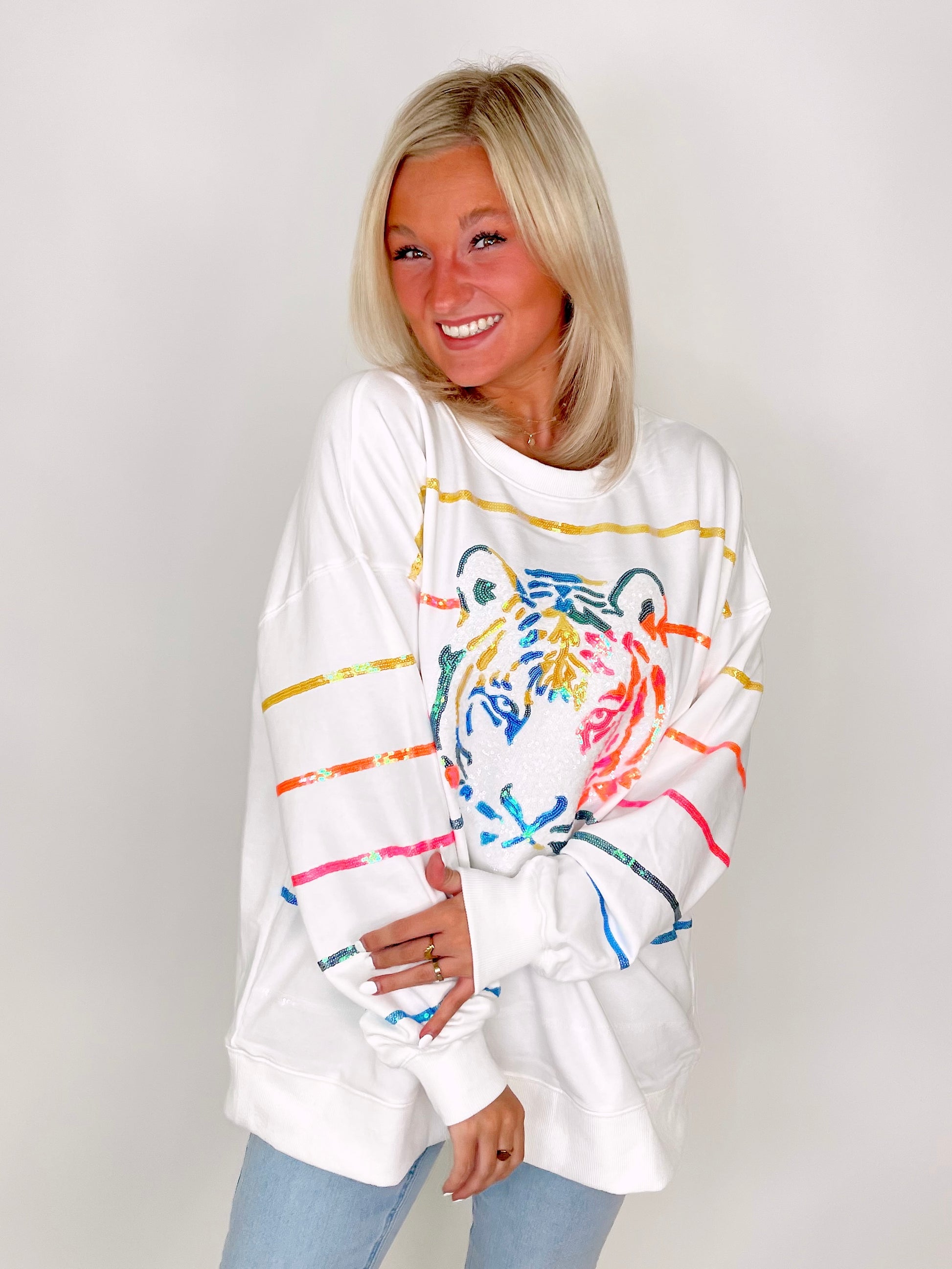 Neon Sequin Tiger Sweatshirt