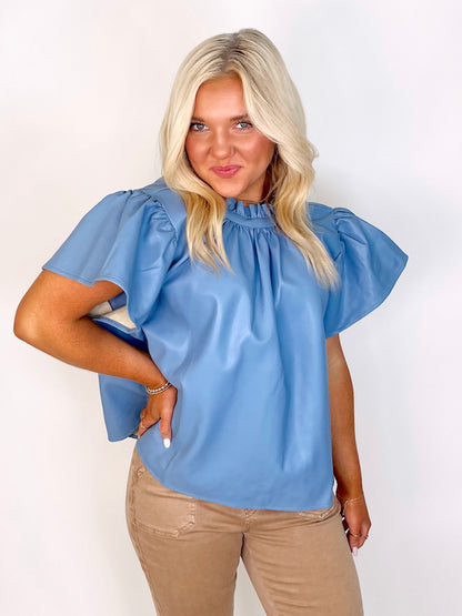 The Harlow Leather Top-Short Sleeves-THML-The Village Shoppe, Women’s Fashion Boutique, Shop Online and In Store - Located in Muscle Shoals, AL.