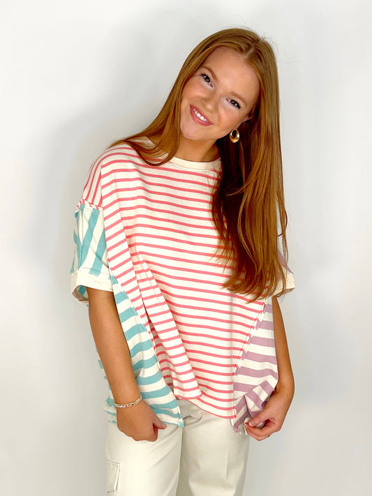 The Tatum Top-Short Sleeves-Peach Love California-The Village Shoppe, Women’s Fashion Boutique, Shop Online and In Store - Located in Muscle Shoals, AL.