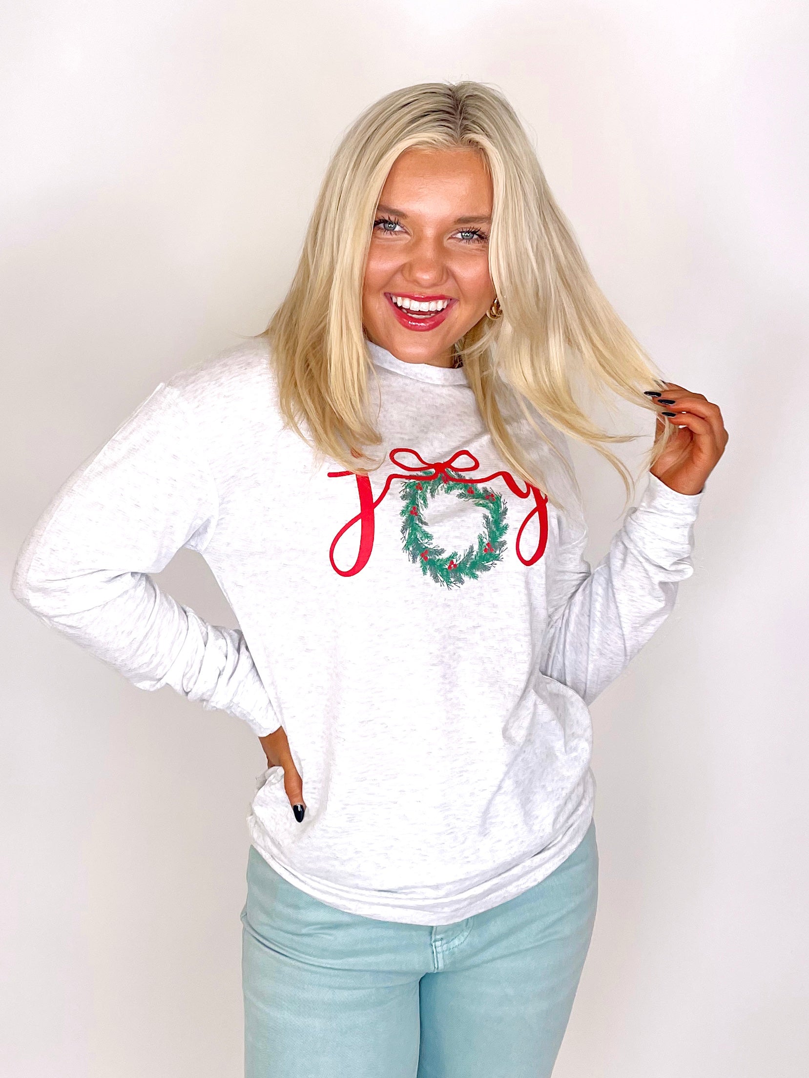 Joy to the World Long Sleeve Tee | DOORBUSTER-Long Sleeves-The Royal Standard-The Village Shoppe, Women’s Fashion Boutique, Shop Online and In Store - Located in Muscle Shoals, AL.