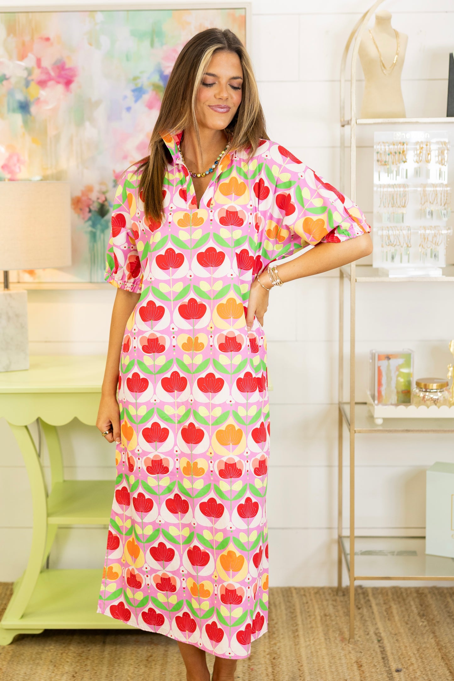 Mod Bloom Midi Dress | Adrienne-Midi Dress-Adrienne-The Village Shoppe, Women’s Fashion Boutique, Shop Online and In Store - Located in Muscle Shoals, AL.