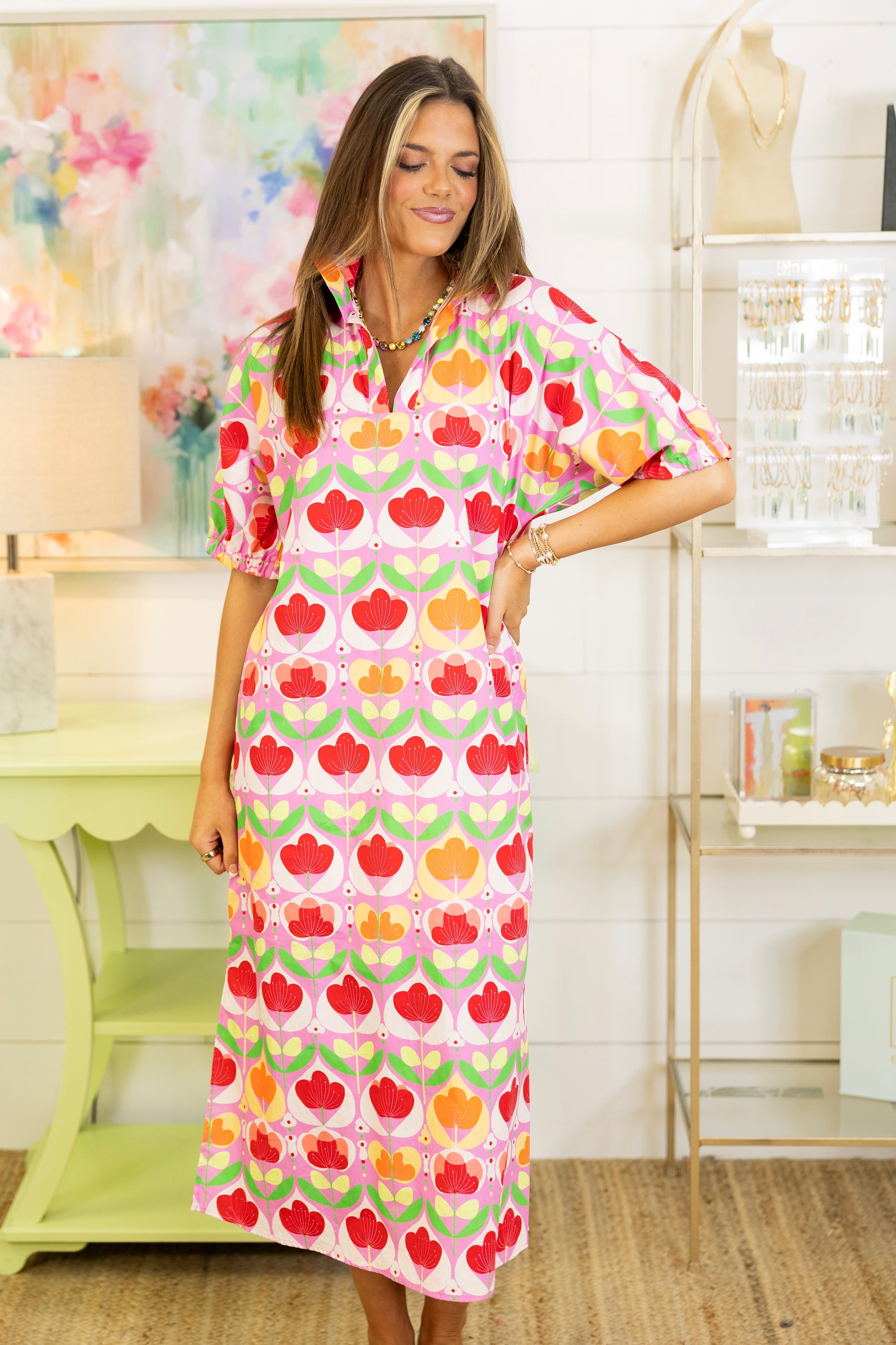 Mod Bloom Midi Dress | Adrienne-Midi Dress-Adrienne-The Village Shoppe, Women’s Fashion Boutique, Shop Online and In Store - Located in Muscle Shoals, AL.