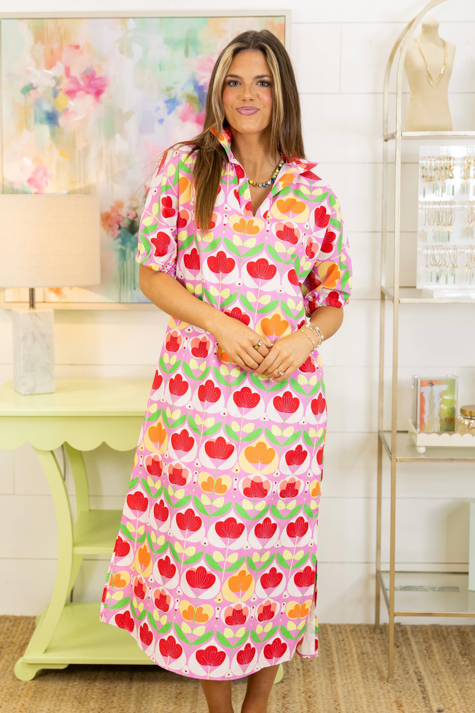 Mod Bloom Midi Dress | Adrienne-Midi Dress-Adrienne-The Village Shoppe, Women’s Fashion Boutique, Shop Online and In Store - Located in Muscle Shoals, AL.