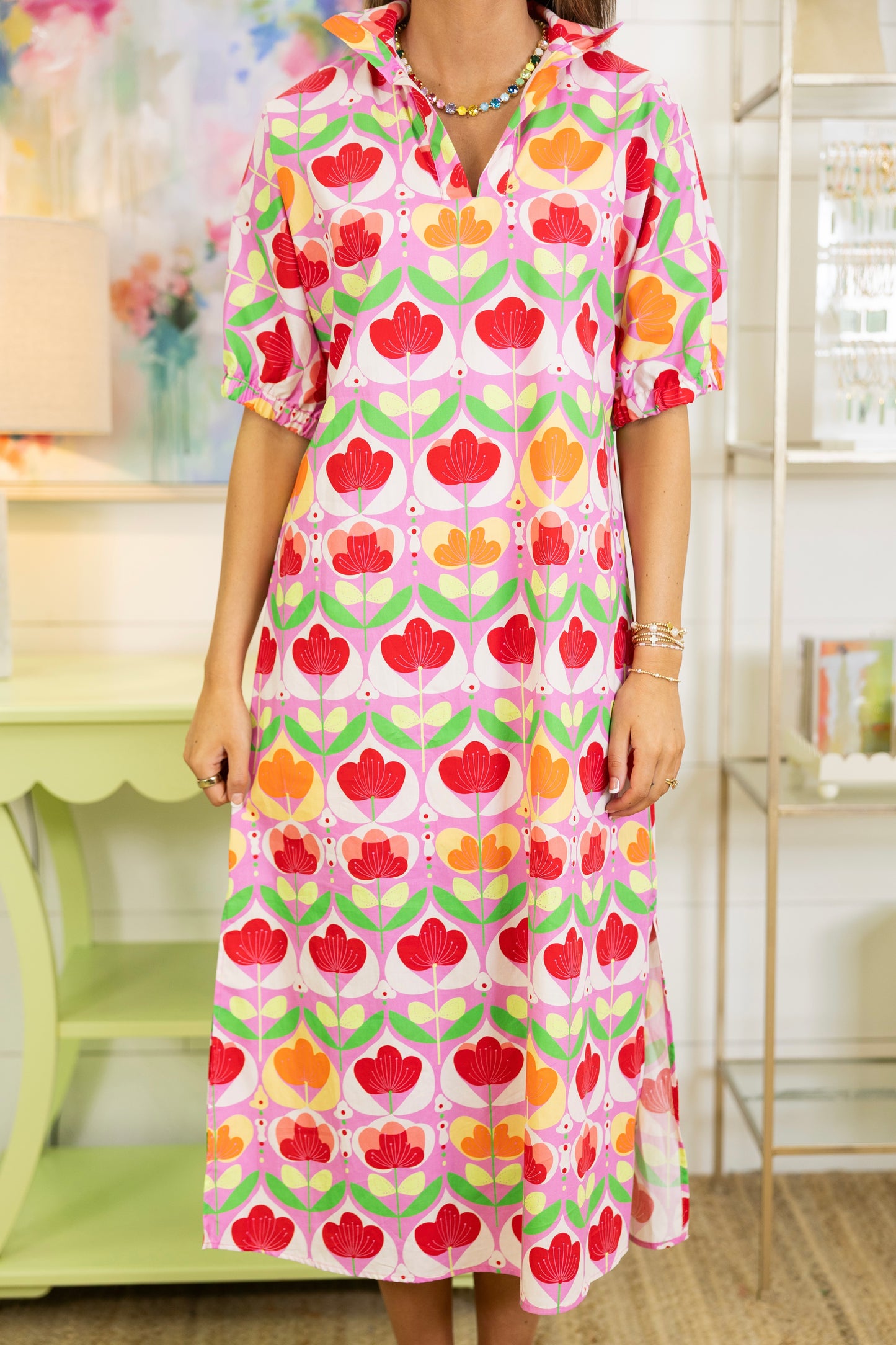 Mod Bloom Midi Dress | Adrienne-Midi Dress-Adrienne-The Village Shoppe, Women’s Fashion Boutique, Shop Online and In Store - Located in Muscle Shoals, AL.