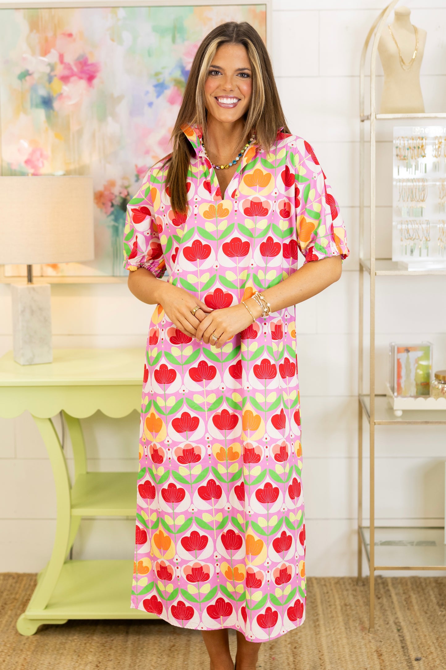 Mod Bloom Midi Dress | Adrienne-Midi Dress-Adrienne-The Village Shoppe, Women’s Fashion Boutique, Shop Online and In Store - Located in Muscle Shoals, AL.