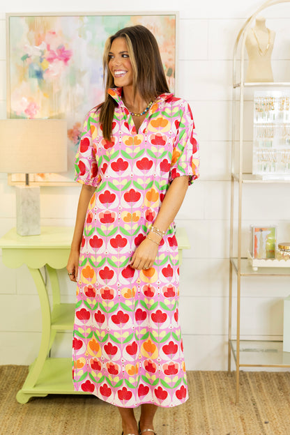 Mod Bloom Midi Dress | Adrienne-Midi Dress-Adrienne-The Village Shoppe, Women’s Fashion Boutique, Shop Online and In Store - Located in Muscle Shoals, AL.