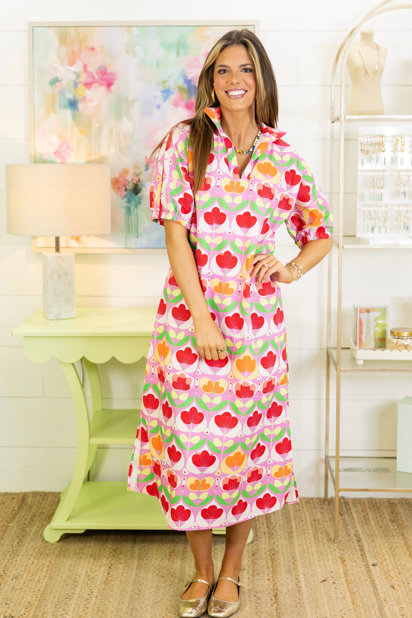 Mod Bloom Midi Dress | Adrienne-Midi Dress-Adrienne-The Village Shoppe, Women’s Fashion Boutique, Shop Online and In Store - Located in Muscle Shoals, AL.