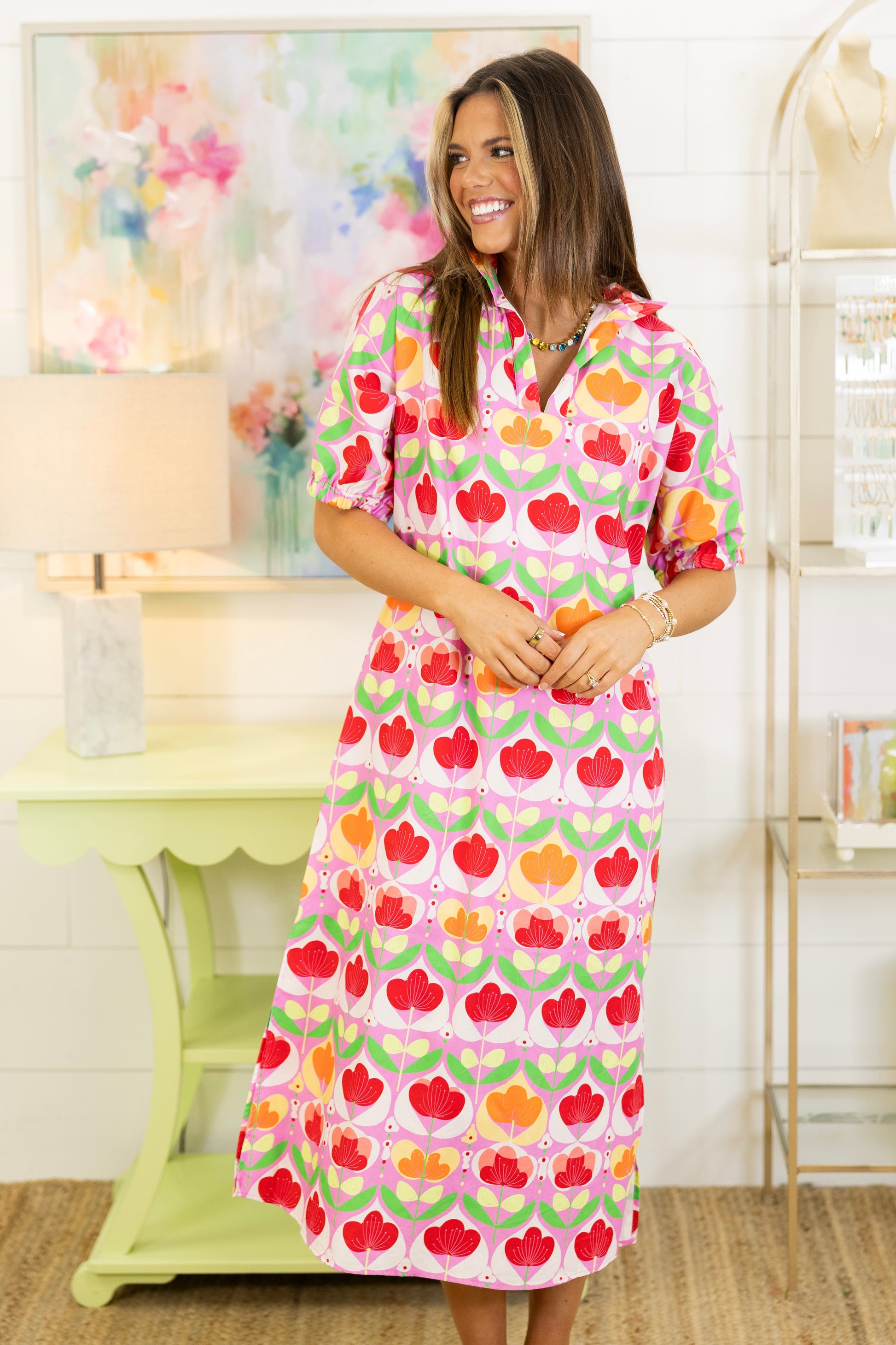 Mod Bloom Midi Dress | Adrienne-Midi Dress-Adrienne-The Village Shoppe, Women’s Fashion Boutique, Shop Online and In Store - Located in Muscle Shoals, AL.