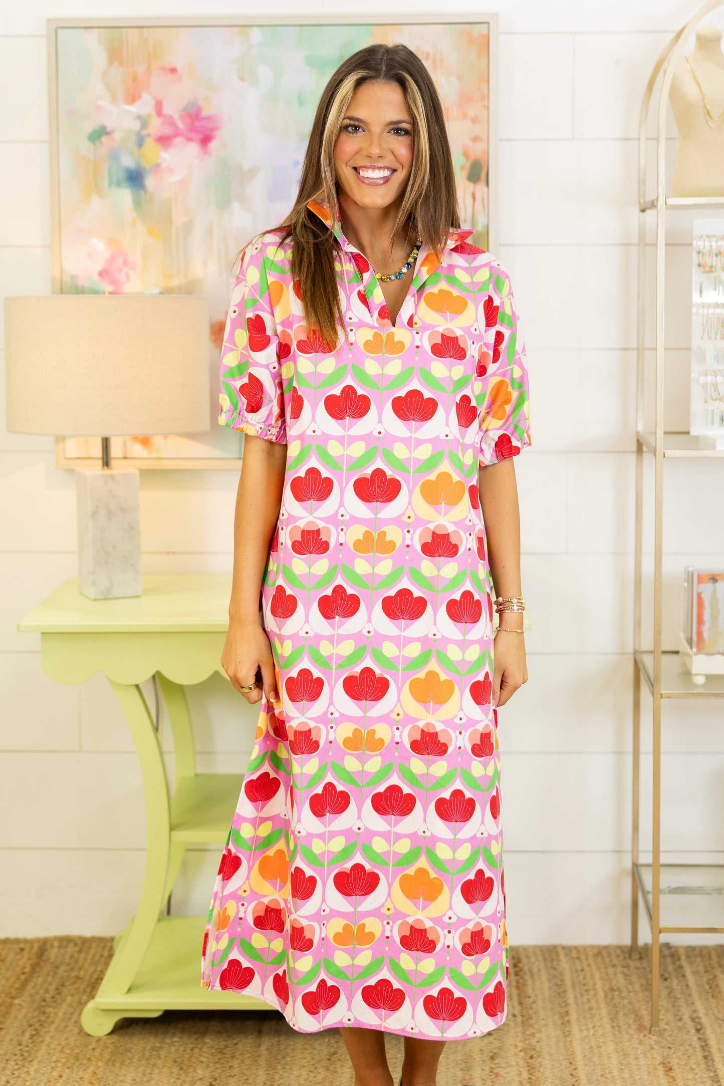 Mod Bloom Midi Dress | Adrienne-Midi Dress-Adrienne-The Village Shoppe, Women’s Fashion Boutique, Shop Online and In Store - Located in Muscle Shoals, AL.