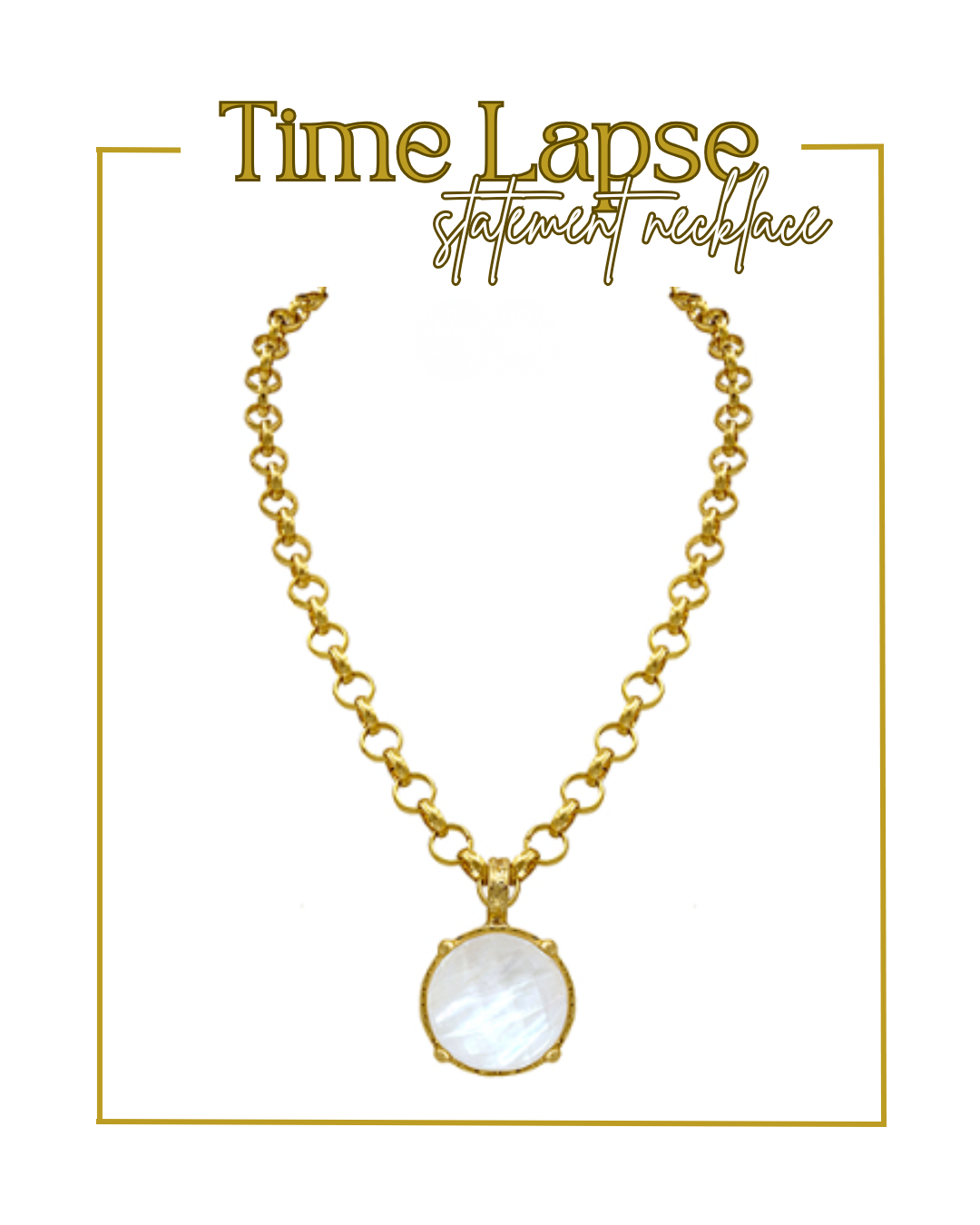 Time Lapse Statement Necklace-Necklaces-Golden Stella-The Village Shoppe, Women’s Fashion Boutique, Shop Online and In Store - Located in Muscle Shoals, AL.