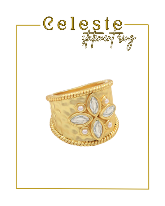 The Celeste Statement Ring-Ring-Golden Stella-The Village Shoppe, Women’s Fashion Boutique, Shop Online and In Store - Located in Muscle Shoals, AL.