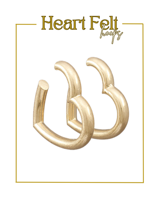 Heart Felt Hoops-Earrings-Golden Stella-The Village Shoppe, Women’s Fashion Boutique, Shop Online and In Store - Located in Muscle Shoals, AL.