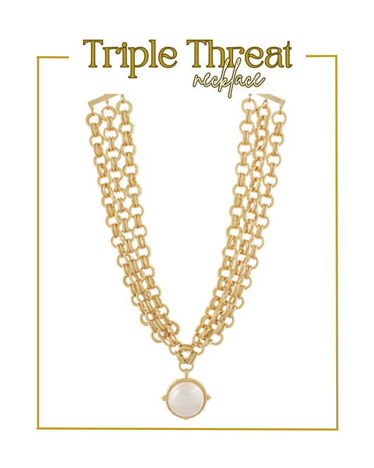 Triple Threat Necklace-Necklaces-Golden Stella-The Village Shoppe, Women’s Fashion Boutique, Shop Online and In Store - Located in Muscle Shoals, AL.