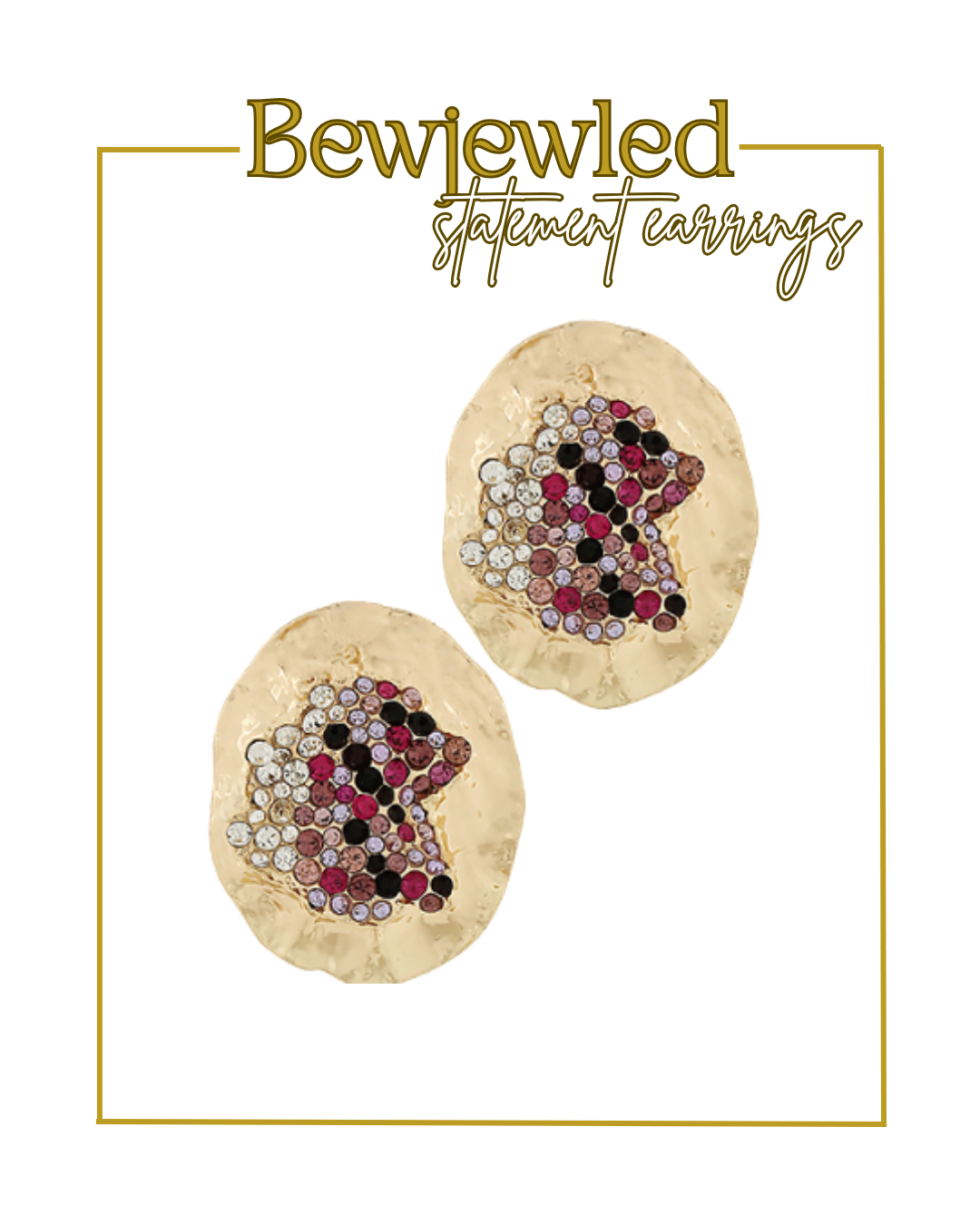 Bejeweled Statement Studs-Earrings-Golden Stella-The Village Shoppe, Women’s Fashion Boutique, Shop Online and In Store - Located in Muscle Shoals, AL.