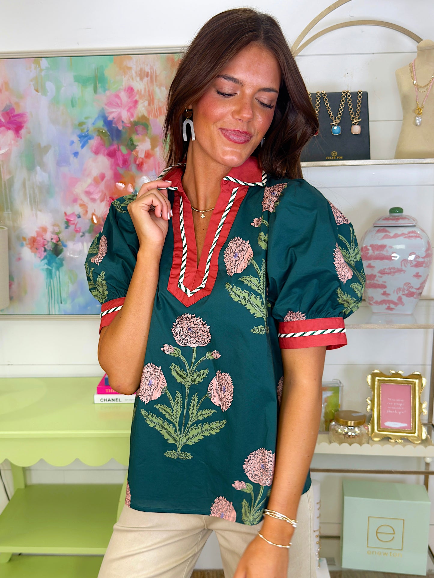 The Blythe Blouse-Short Sleeves-Entro-The Village Shoppe, Women’s Fashion Boutique, Shop Online and In Store - Located in Muscle Shoals, AL.